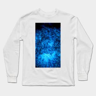 closeup of feathered dahlia bloom in shades of blue colours Long Sleeve T-Shirt